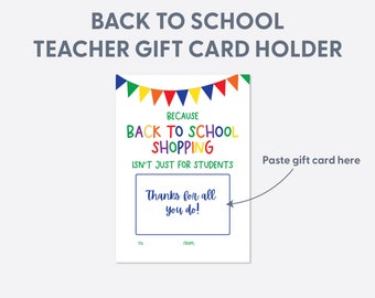 Back to School Gift Card Holder | Printable | Teacher Gift Card Holder