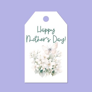 Cadeaux imprimables pour la fête des mères | Aquarelle florale | Papillons blancs