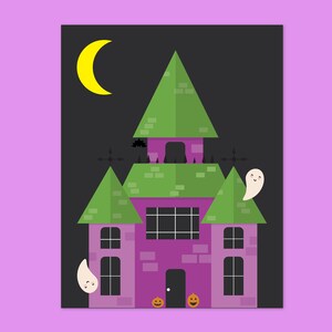 Haunted House Halloween Print | Spooky Home Decor