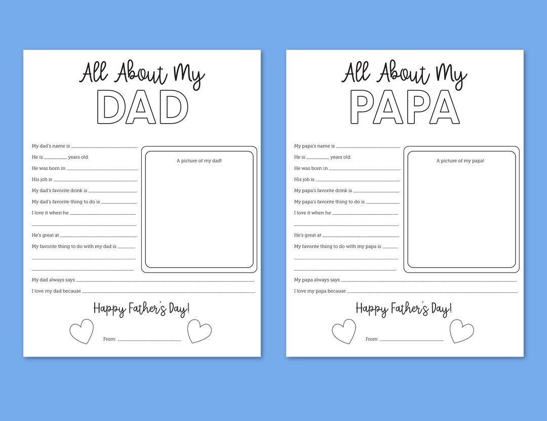 Father's Day Printable: All About My Dad/papa Coloring Page (digital ...