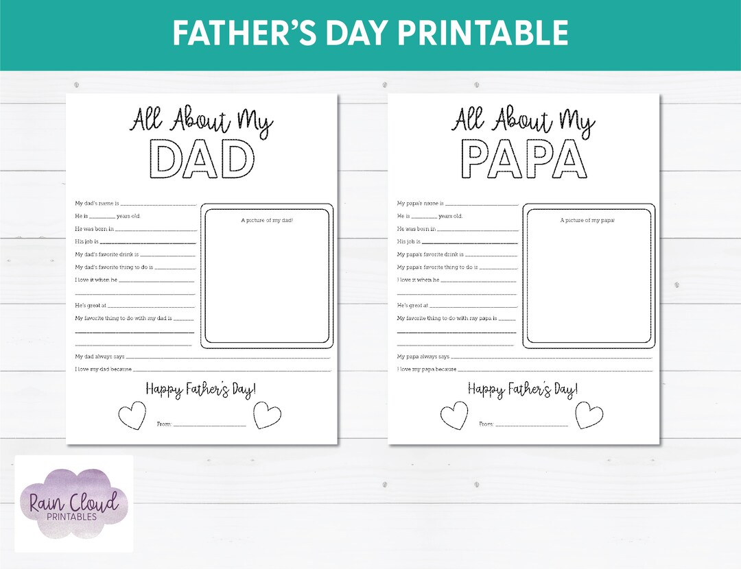 All About My Dad Father's Day Printable All About My - Etsy