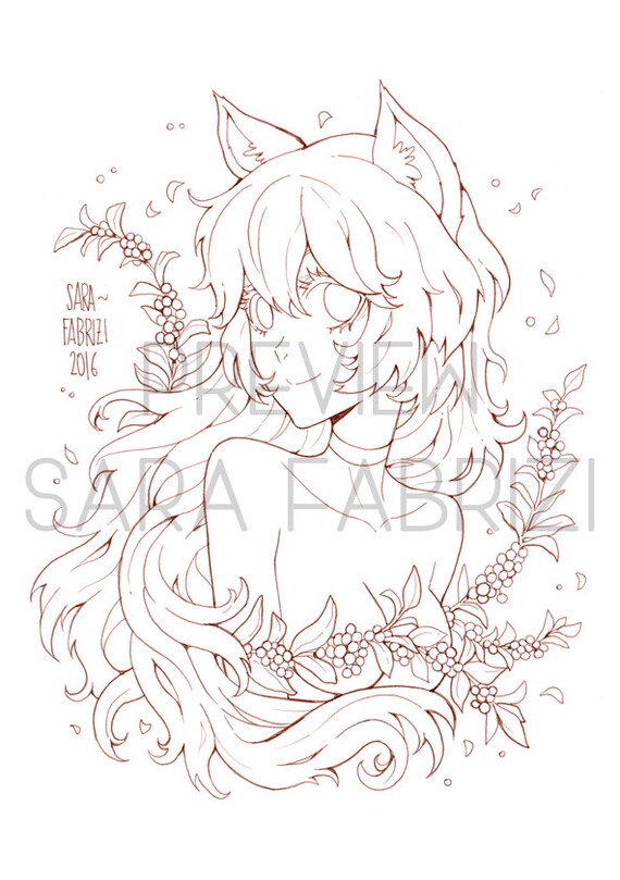 Fox Girl Coloring Pages
