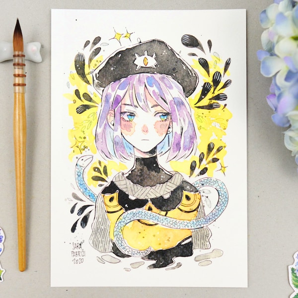 Girl with Snake // Art Print