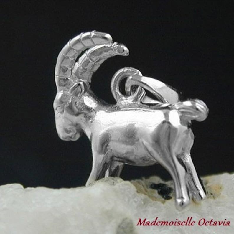 rhodium plated silver 925 Capricorn pendant star sign shiny 13x12mm
