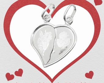 Magnifique, 20 x 18 mm, grand pendentif partenaire, argent sterling 925, fiançailles, Saint-Valentin