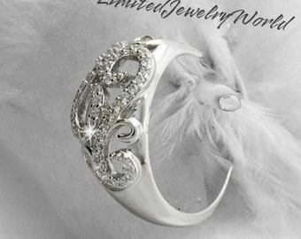 Bague dame Auffallender avec paillettes, Rankenmuster, zircons, argent sterling 925, Jubiläum, Hochzeit, Valentinstag