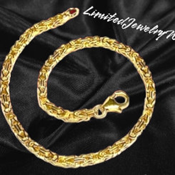 Majestätisches, massives, quadratisch gewalztes Königsketten Armband, 585er Gelbgold, in 19cm Länge