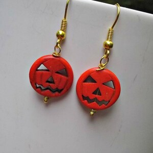 Halloween Earrings, Pumpkin Earrings, Jack O Lantern Earrings, Holiday Earrings, Halloween Jewelry, Halloween Pumpkin Jewelry. Fall Earrings image 5