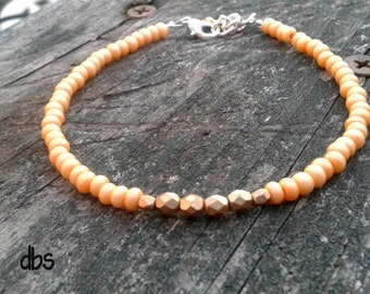 Summer Bracelet, Stackable Bracelet, Simple Bracelet, Boho Bracelet, Orange Howlite Bead Bracelet, Layered Bracelet, Surfer Bracelet