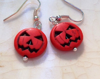 Pumpkin Earrings, Halloween Earrings, Jack O Lantern Earrings, Holiday Earrings, Halloween Jewelry, Halloween Pumpkin Jewelry. Fall Earrings