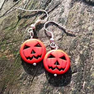 Halloween Earrings, Pumpkin Earrings, Jack O Lantern Earrings, Holiday Earrings, Halloween Jewelry, Halloween Pumpkin Jewelry. Fall Earrings image 8