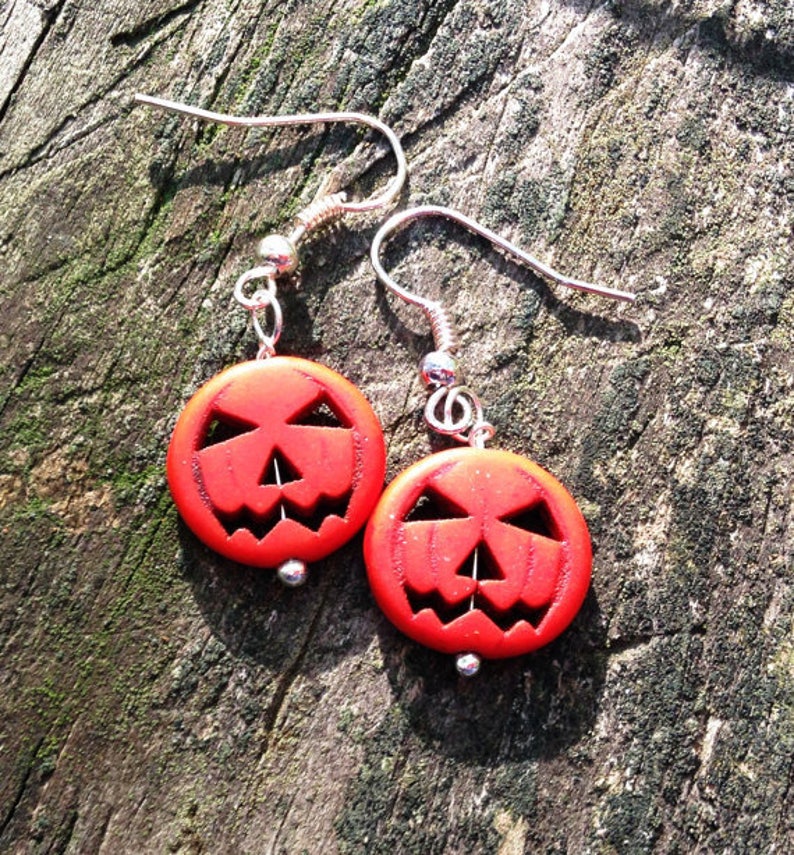 Halloween Earrings, Pumpkin Earrings, Jack O Lantern Earrings, Holiday Earrings, Halloween Jewelry, Halloween Pumpkin Jewelry. Fall Earrings image 8