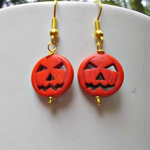 Halloween Earrings, Pumpkin Earrings, Jack O Lantern Earrings, Holiday Earrings, Halloween Jewelry, Halloween Pumpkin Jewelry. Fall Earrings image 1