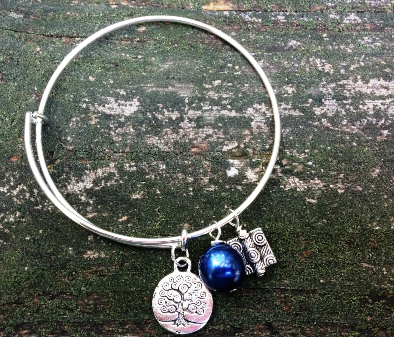 Expandable Charm Bracelet, Adjustable Bangle Bracelet, Tree of Life