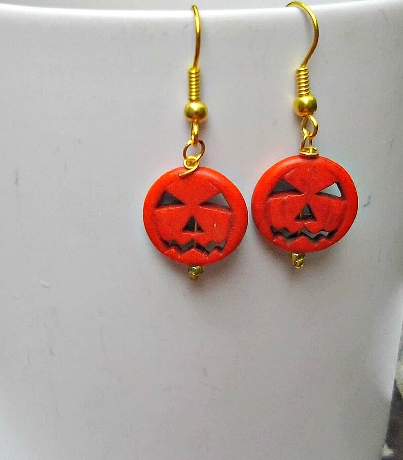 Halloween Earrings, Pumpkin Earrings, Jack O Lantern Earrings, Holiday Earrings, Halloween Jewelry, Halloween Pumpkin Jewelry. Fall Earrings image 6