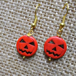 Halloween Earrings, Pumpkin Earrings, Jack O Lantern Earrings, Holiday Earrings, Halloween Jewelry, Halloween Pumpkin Jewelry. Fall Earrings image 4