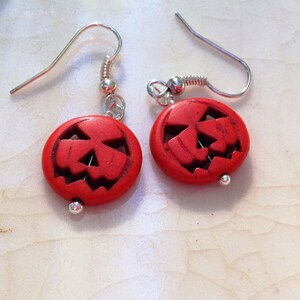 Halloween Earrings, Pumpkin Earrings, Jack O Lantern Earrings, Holiday Earrings, Halloween Jewelry, Halloween Pumpkin Jewelry. Fall Earrings image 2