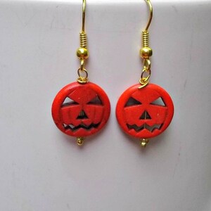 Halloween Earrings, Pumpkin Earrings, Jack O Lantern Earrings, Holiday Earrings, Halloween Jewelry, Halloween Pumpkin Jewelry. Fall Earrings image 3