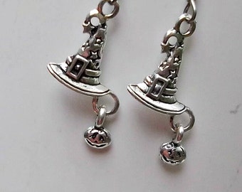 Pendientes de Halloween, bruja Jewlery, pendientes de otoño, pendientes de vacaciones, joyería de Halloween, pendientes de sombrero de bruja, pendientes de plata, pendientes de otoño