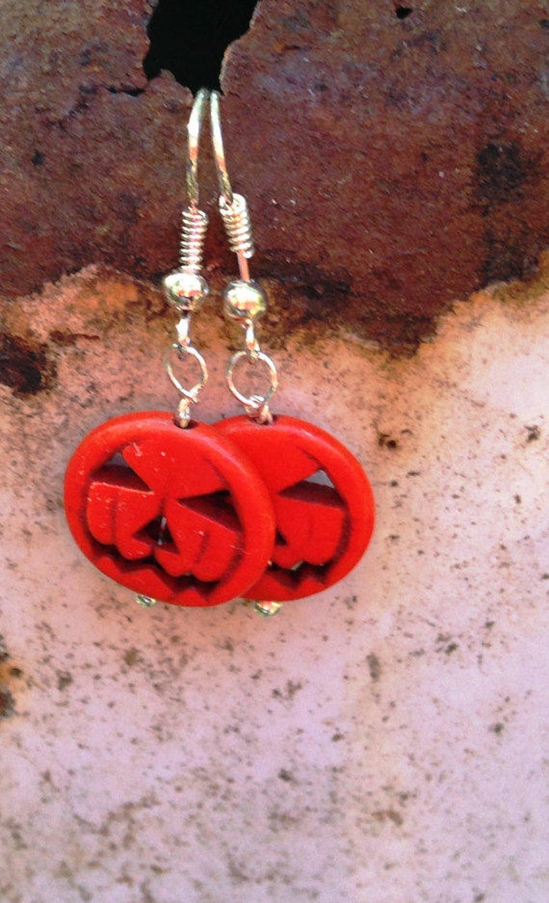 Halloween Earrings, Pumpkin Earrings, Jack O Lantern Earrings, Holiday Earrings, Halloween Jewelry, Halloween Pumpkin Jewelry. Fall Earrings image 7