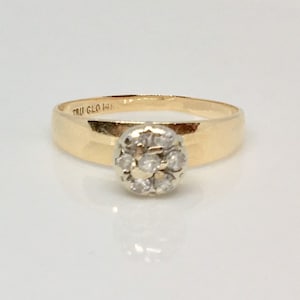 Vintage Vintage 14k Diamond Engagement Ring, tru glo, .21Ct. cluster diamond ring-Size 5 3/4