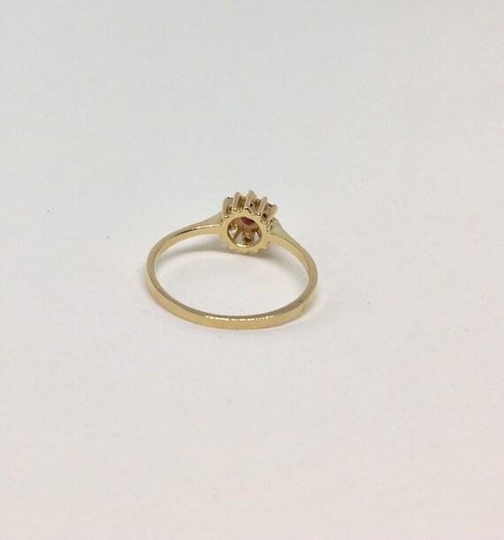 Vintage 14k Ruby and Diamond Halo Ring Size 5 3/4 - image 7