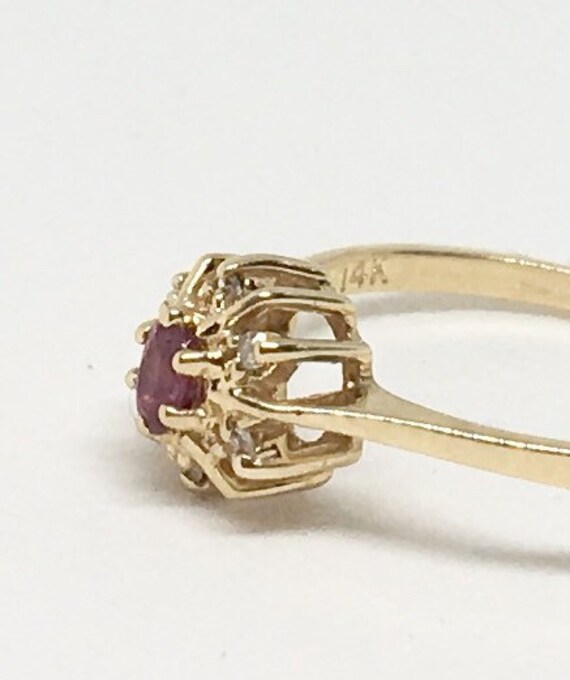 Vintage 14k Ruby and Diamond Halo Ring Size 5 3/4 - image 6