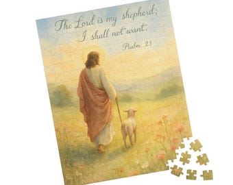 Rompecabezas (110, 252, 520 y 1014 piezas) - Jesús con el cordero - Salmo 23 / Regalo de fe cristiana