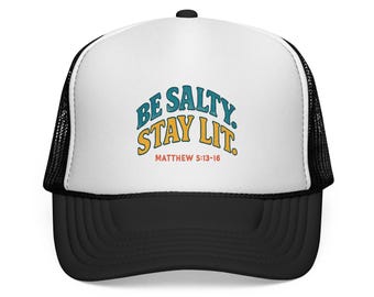 Boné Trucker "Seja Salgado, Mantenha-se Iluminado" | Mateus 5:13 | Boné Cristão | Vestuário de Fé | Sal e Luz | Fecho Ajustável