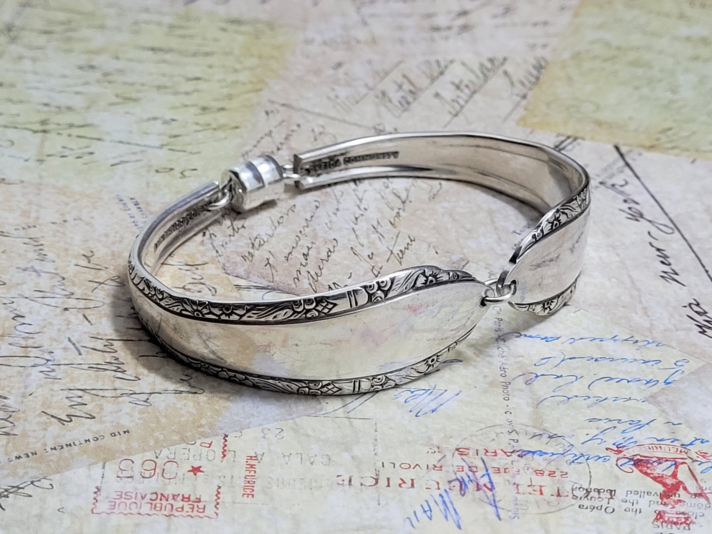 Large Flatware Bracelet silver Plated silverware Jewelry vintage