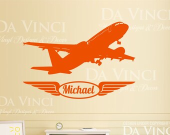 Airplane Aircraft Planes Aeroplane Custom Wall Name Vinyl Wall Decal Sticker