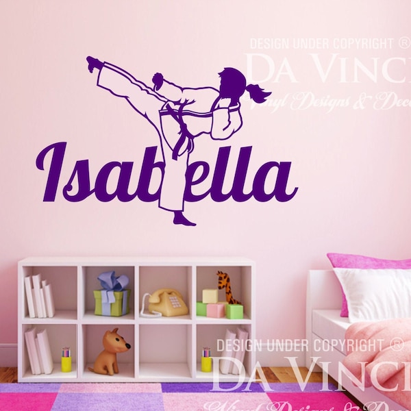 Karate Martial Arts Wall Room Personalized Custom Girl  Women Name Vinyl Wall Decal Sticker Decoration