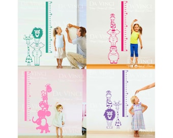 Height Chart Wall Decal Sticker Vinyl Animals Safari Baby Kid Girl Room Nursery