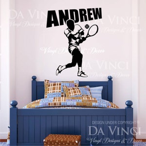 Tennis Player Wall Room Personalized Custom Name Vinyl Wall Decal Sticker Decoration
