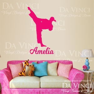 Karate Martial Arts Wall Room Personalized Custom Name Girl Vinyl Sticker A