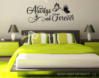 Always and Forever Butterflies Vinyl Home Wall Quote Decal Sticker Decorative