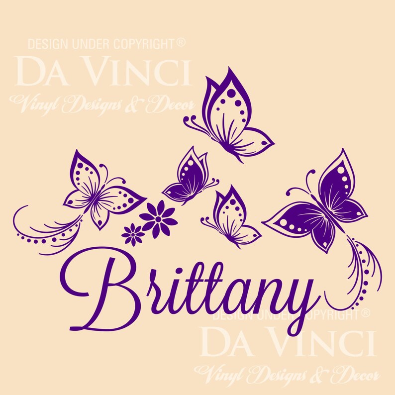 Butterflies Flower Personalized Custom Girl Name Vinyl Decal Sticker ...