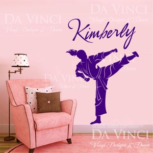 Karate Taekwondo Martial Arts Decal Custom Girl Name Wall Personalized Vinyl Sticker Decor