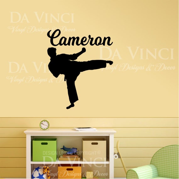 Custom Vinyl Decal Stickers for Bedrooms Martial Arts with Personalized Name