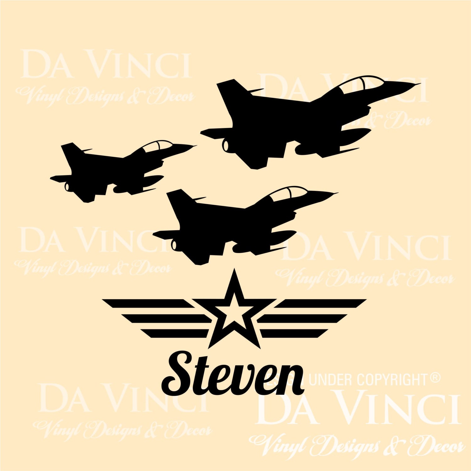 Airplane Planes Army Jets Wall Custom Room Name Vinyl Wall Decal ...