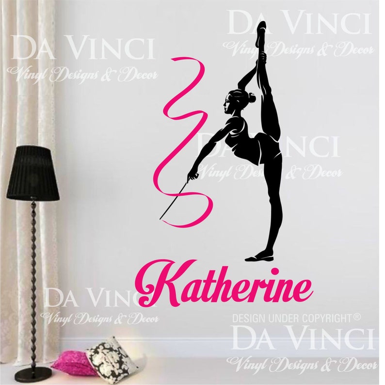 Gymnast Gymnastics Ribbon Custom Personalized Name Wall Decal Etsy