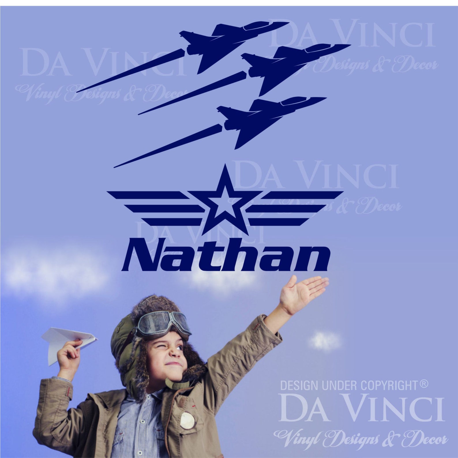 Airplane Aircraft Planes Army Jets Wall Custom Name Vinyl Wall Decal ...