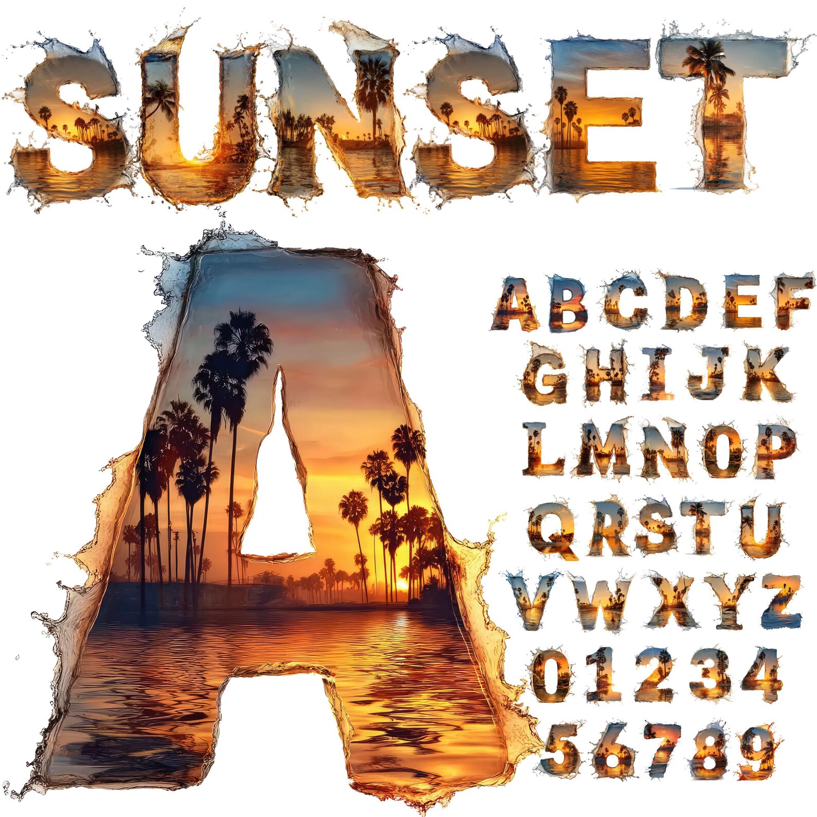 Summer Letters PNG, Sunset Beach Letters , Beach Alphabet, Summer Vibes ...