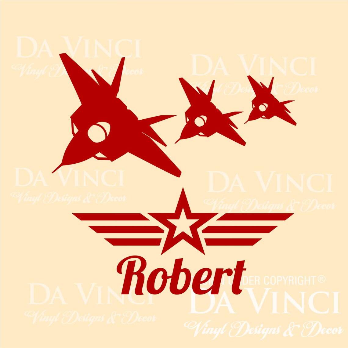 Airplane Planes Army Jets Wall Custom Room Name Vinyl Wall Decal ...