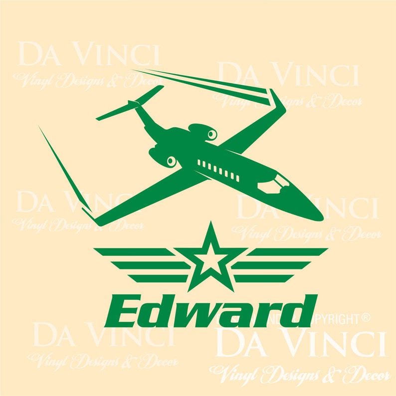 Airplane Aircraft Planes Jet Wall Room Custom Name Vinyl Wall Decal ...
