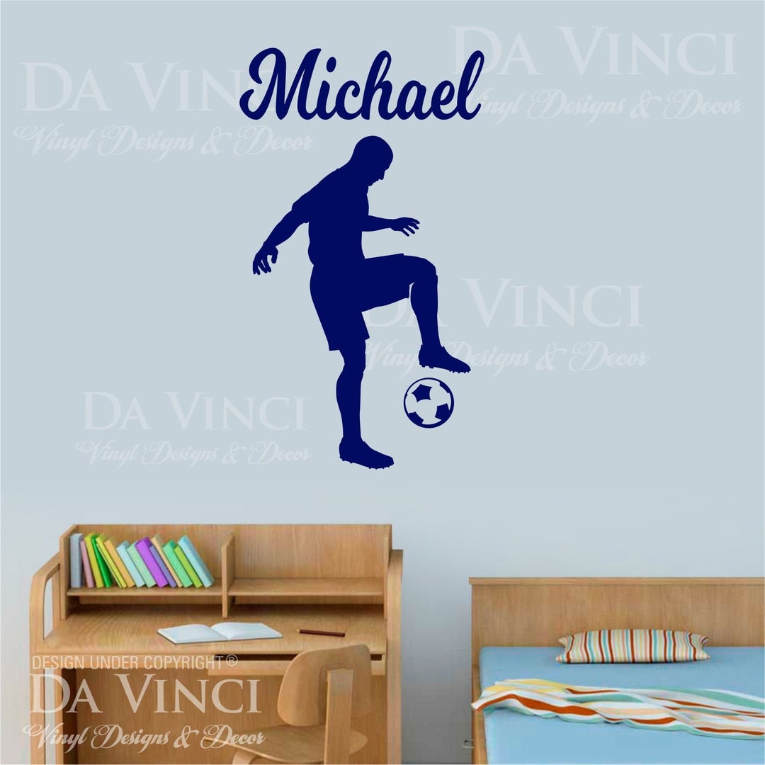 Soccer Player Boy Decal Custom Name Wall Room Personalized Vinyl ...