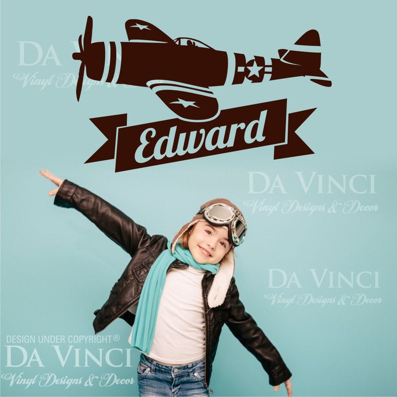 Airplane Aircraft Planes Warbird Wall Room Custom Name Vinyl Wall Decal ...