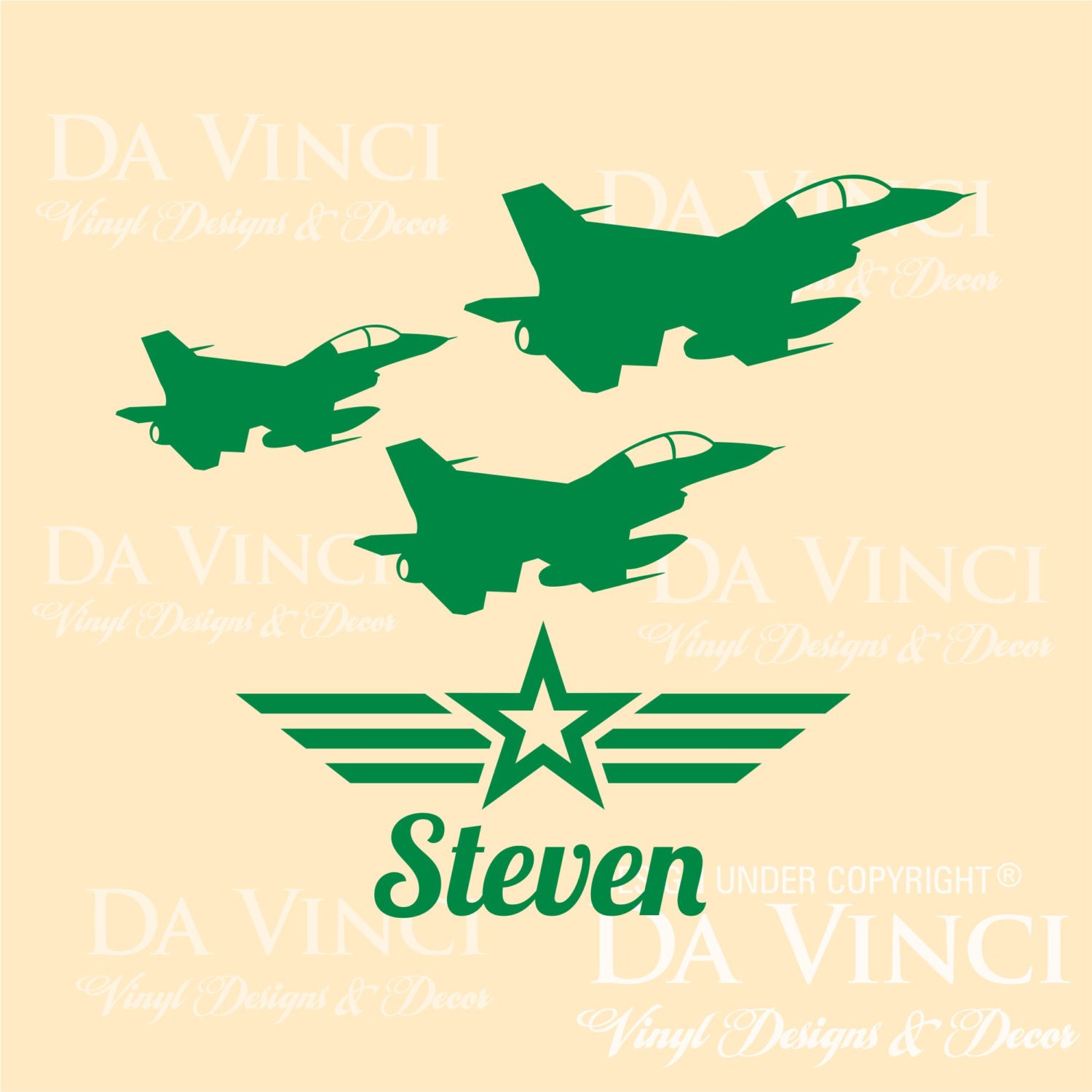 Airplane Planes Army Jets Wall Custom Room Name Vinyl Wall Decal ...