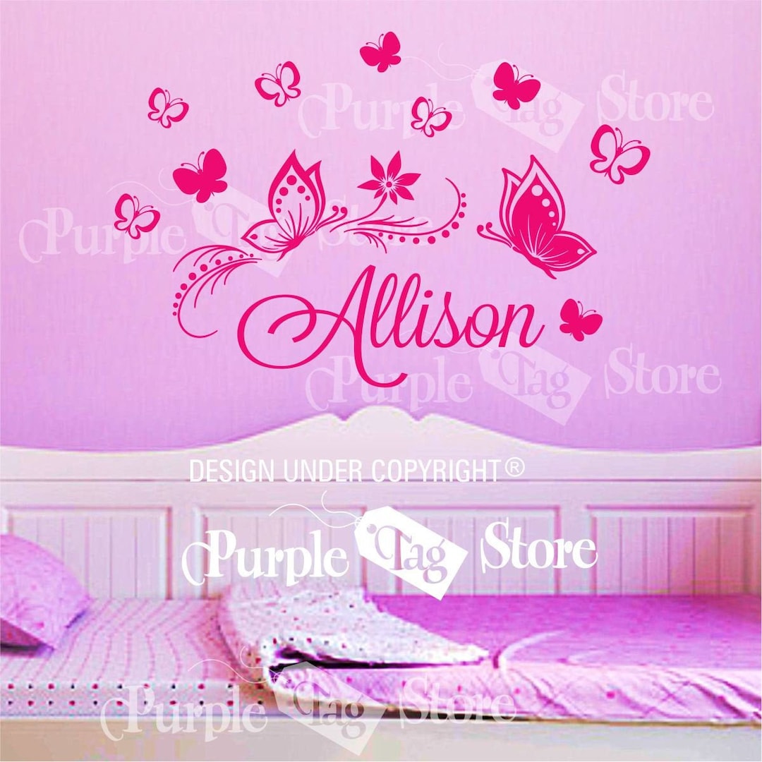 Personalized Custom Name & Butterflies Vinyl Wall Decal Sticker Decor ...