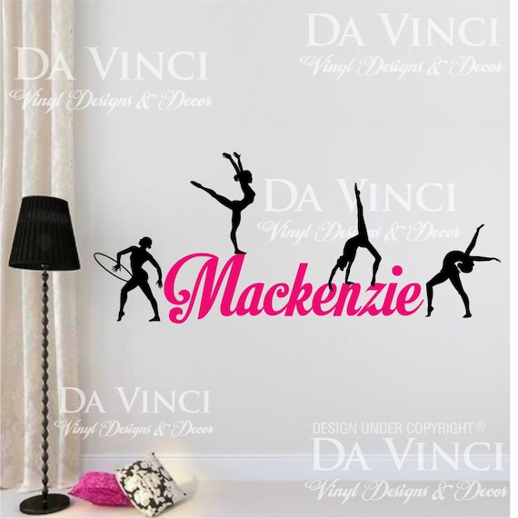 Gymnast Gymnastics Custom Personalized Name Wall Decal Vinyl Sticker Room A